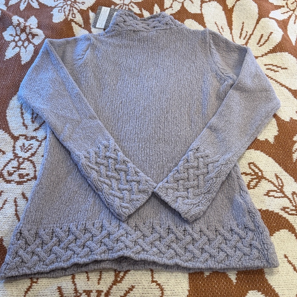 Lavender Skyline Grey Wool Cashmere Cable Knit Trellis Sweater Brand New w/Tags - Picture 14 of 14